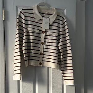 Sezane Betty- Striped Button-Up Cardigan-NWTO XXL